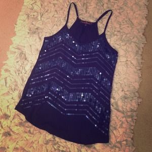 Navy sequined v-neck tank top