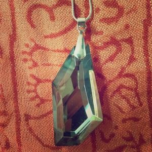 Long silver Gem necklace