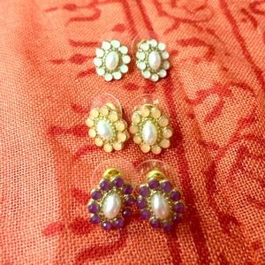 Flower earring trio