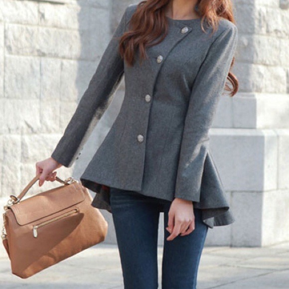 Grey Coat, trench coat, blazer coat