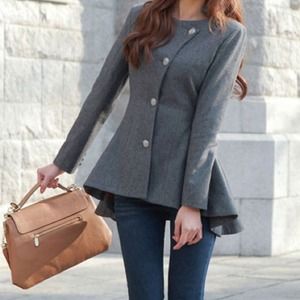 Grey Coat, trench coat, blazer coat