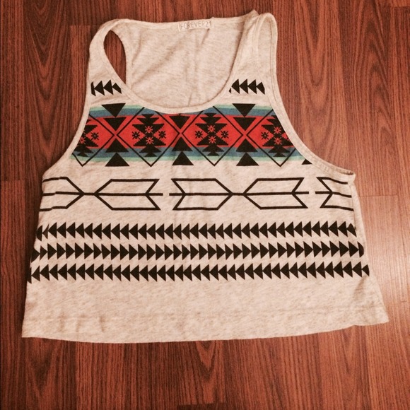 SOLD Forever 21 tribal print crop top - Picture 2 of 3