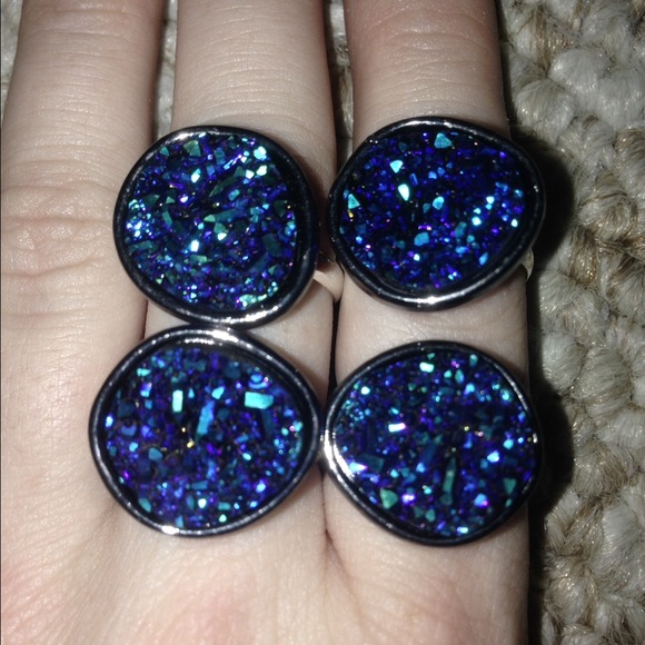 Blue Aura Druzy Ring