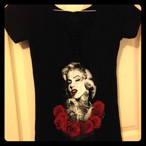 Tattooed Marilyn Monroe Black Tee