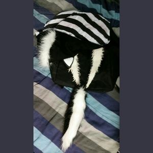 Skunk backpack with hood and tail