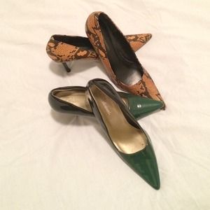 SOLD IN BUNDLE Pointy toe leopard and green heels