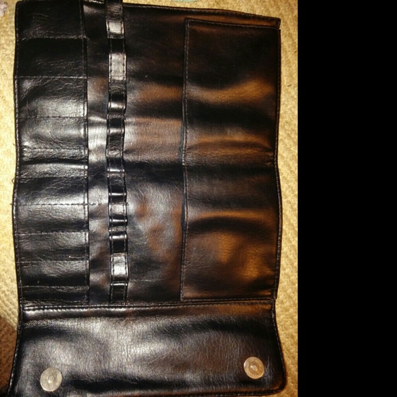 Leather foldable Makeup brush holder