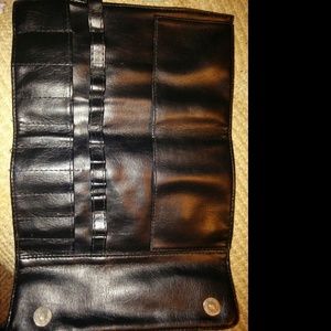 Leather foldable Makeup brush holder