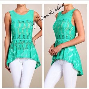 Caribbean green peplum top😍