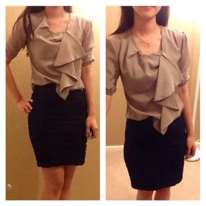 Waterfall Ruffle Blouse Tops