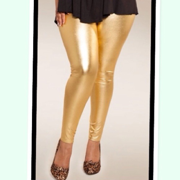 gold plus size pants