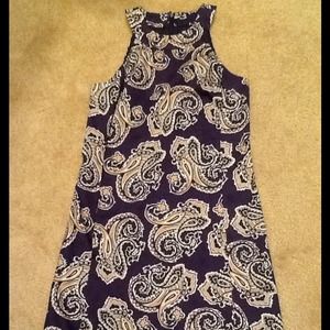 NWOT 00 Petite Loft Paisley Print High Neck Dress