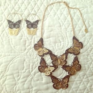 Butterfly Necklace with Earrings =)