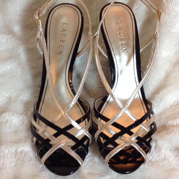 Ralph Lauren Shoes - Black and gold leather sandals