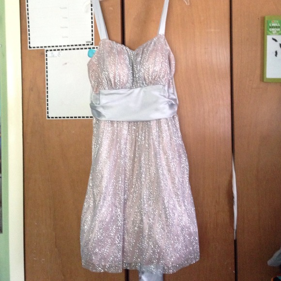 Short light pink and silver homecoming dress