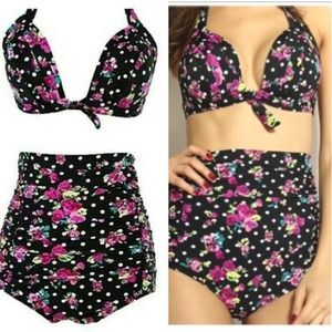 Floral high waist bathing suit