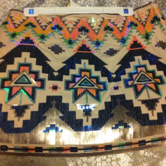 Aztec sequin skirt Express