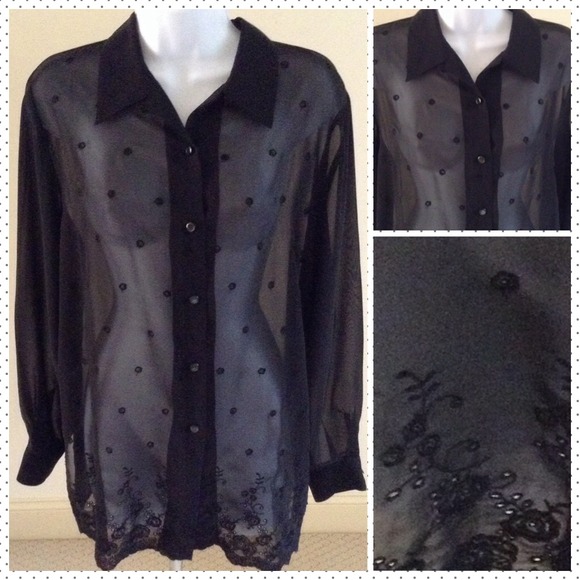 Tops - 🍃2 FOR $15🍂Sheer Black Blouse