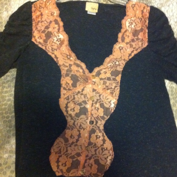 Pink and grey lace top