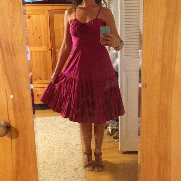 Anthropology odille bossa nova raspberry dress