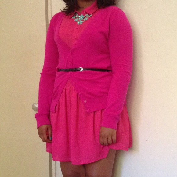 Pink drop waist dress