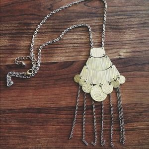 Gold Circle Chained Necklace