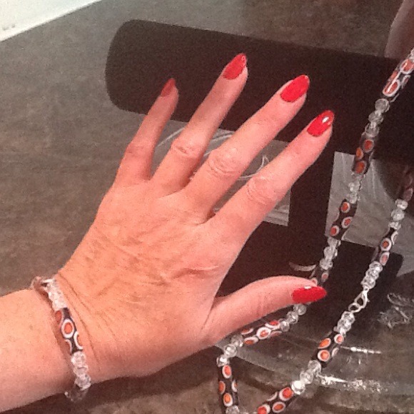 Handcrafted stone/bead necklace and bracelet set