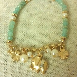 Mint Elephant Stretch Bracelet