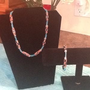 Turquoise and bead handcrafted necklace/bracelet