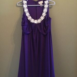Formal royal knit dress with white beadwork!