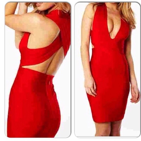 Red bandage dress worn 30 new 65