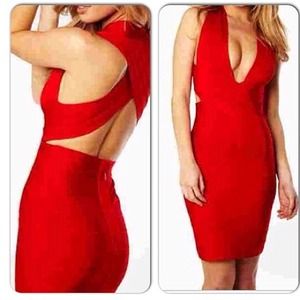 Red bandage dress worn 30 new 65