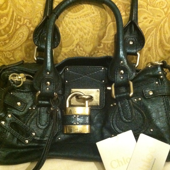 Chloe Paddington purse in dark blue leather.