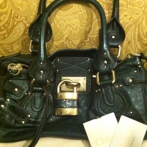 Chloe Paddington purse in dark blue leather.