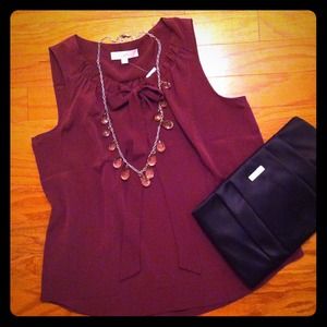 Blouse - maroon sleeveless blouse from Loft