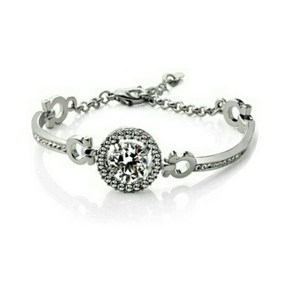 NWOT -White Gold Plated Halo Bracelet