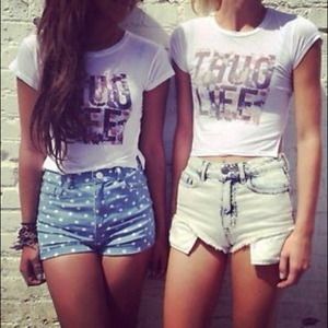 RARE Brandy Melville Floral Thug Life Crop Top