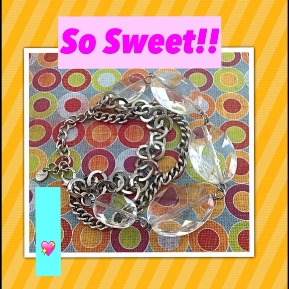 Awesome silver & clear bead 3 layer bracelet - Picture 1 of 3