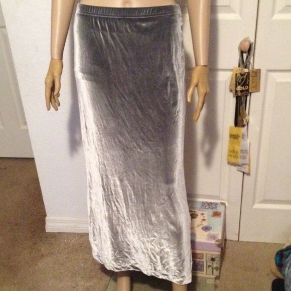 Velvet silver/grey maxi skirt