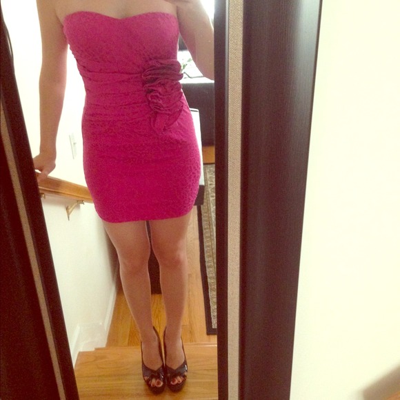 Hot pink animal print dress