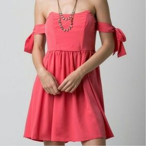Nasty Gal coral tie shoulder dress