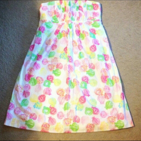 Lilly Pulitzer neon seashell strapless dress sz 10