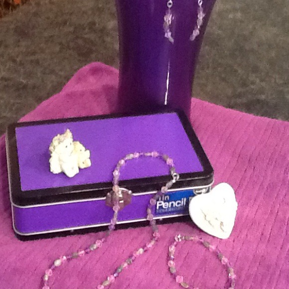 3pc Hand Crafted Shades of grey, purple & pink!