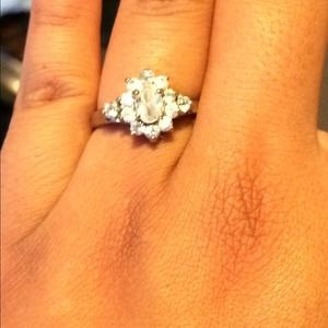 Silver diamond ring