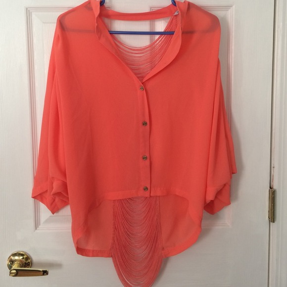 Sheer three quarter sleeve top