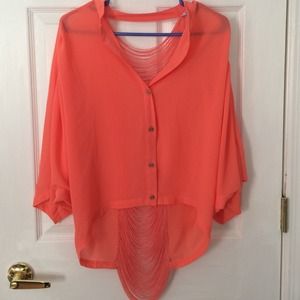 Sheer three quarter sleeve top