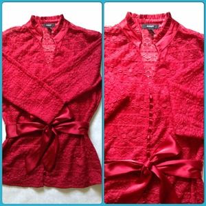 RED SATIN/LACE JACKET w/CAMI