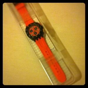 Bright orange SWATCH watch!