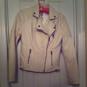 Cream colored Charlotte Russe faux leather jacket
