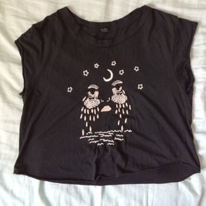 brandy Melville embroidered crying girl shirt